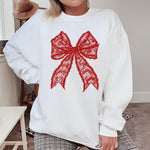 RED LACE BOW CREWNECK SWEATSHIRT